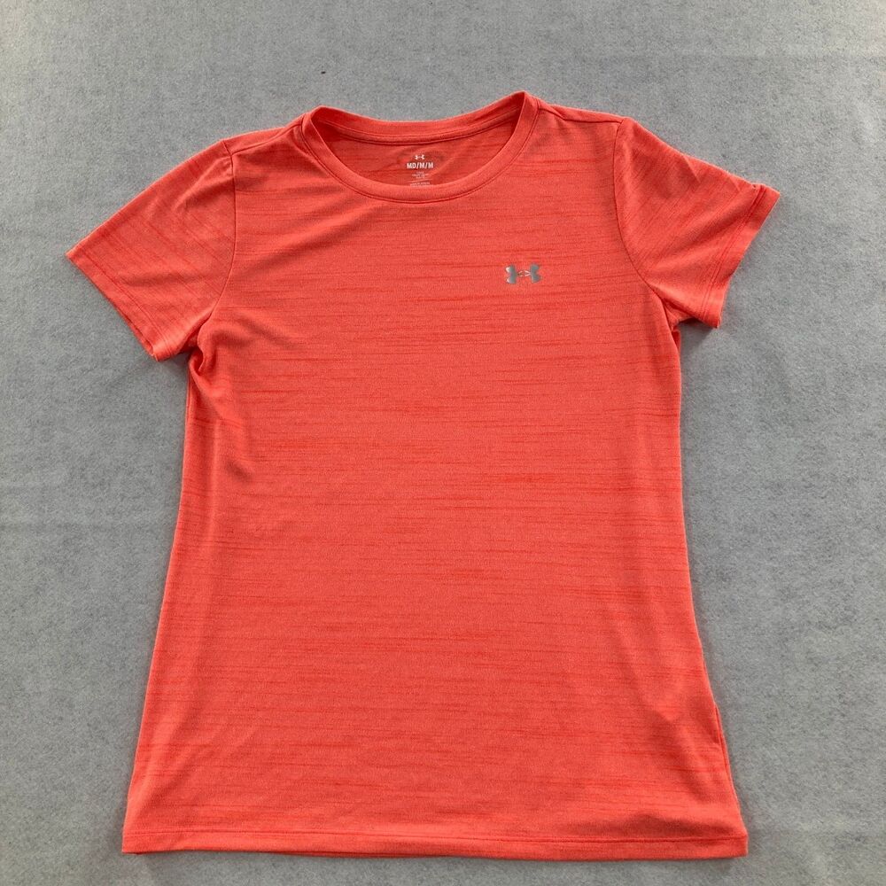 Under Armour Women's MD Loose Fit Coral Orange Short Sleeve T-Shirt Dancewear